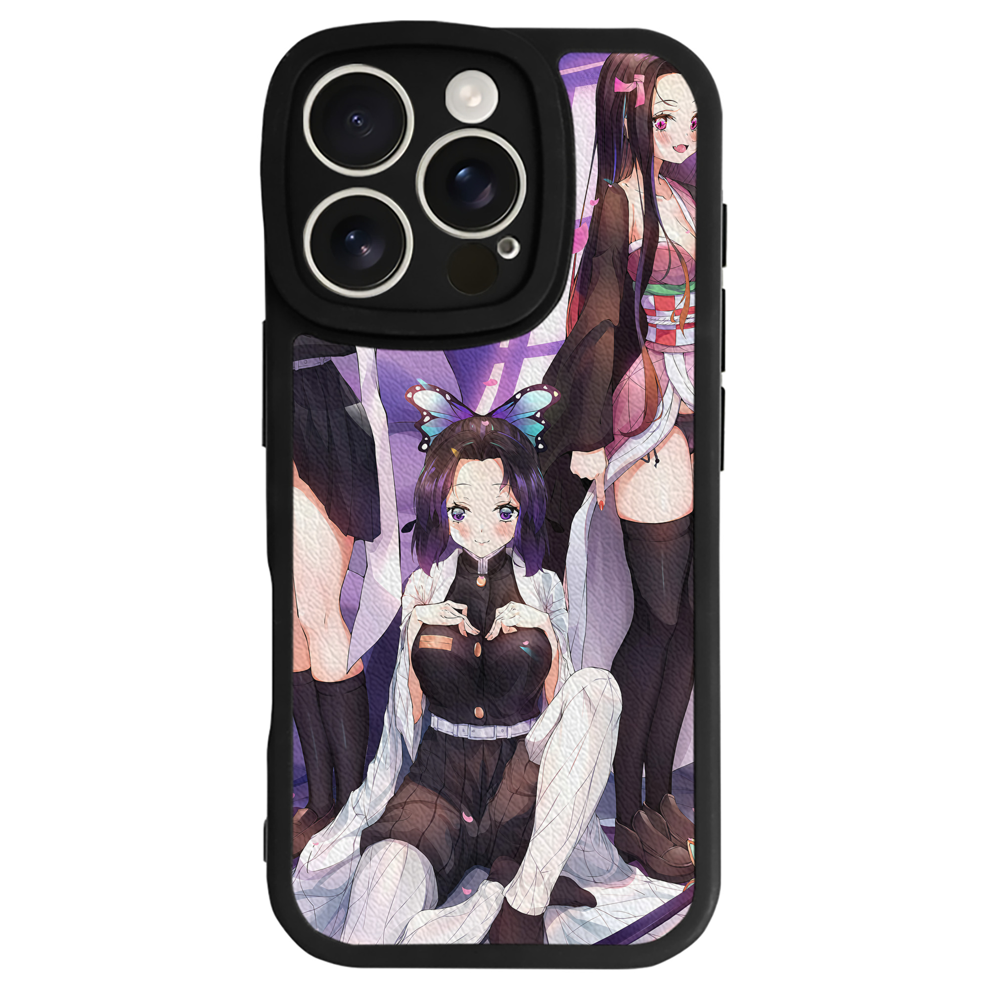 （画像用） 鬼滅の刃（きめつのやいば）竈門 禰󠄀豆子／かまど ねずこ Kamado Nezuko 【iPhone 16シリーズ対応】シリコンスマホケース（レザー調） 材質：シリコン